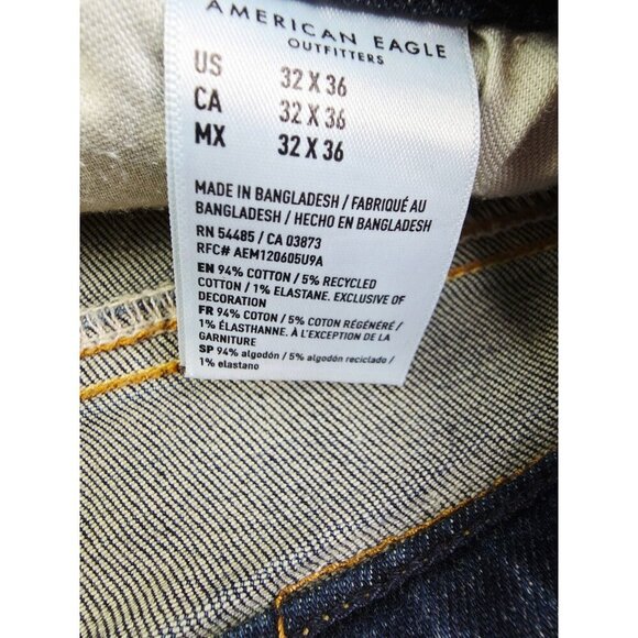American Eagle Outfitters 32X36 Men Athletic Fit Airflex + Blue Denim Logo Jeans - Picture 4 of 12